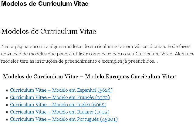 Modelos curriculum vitae